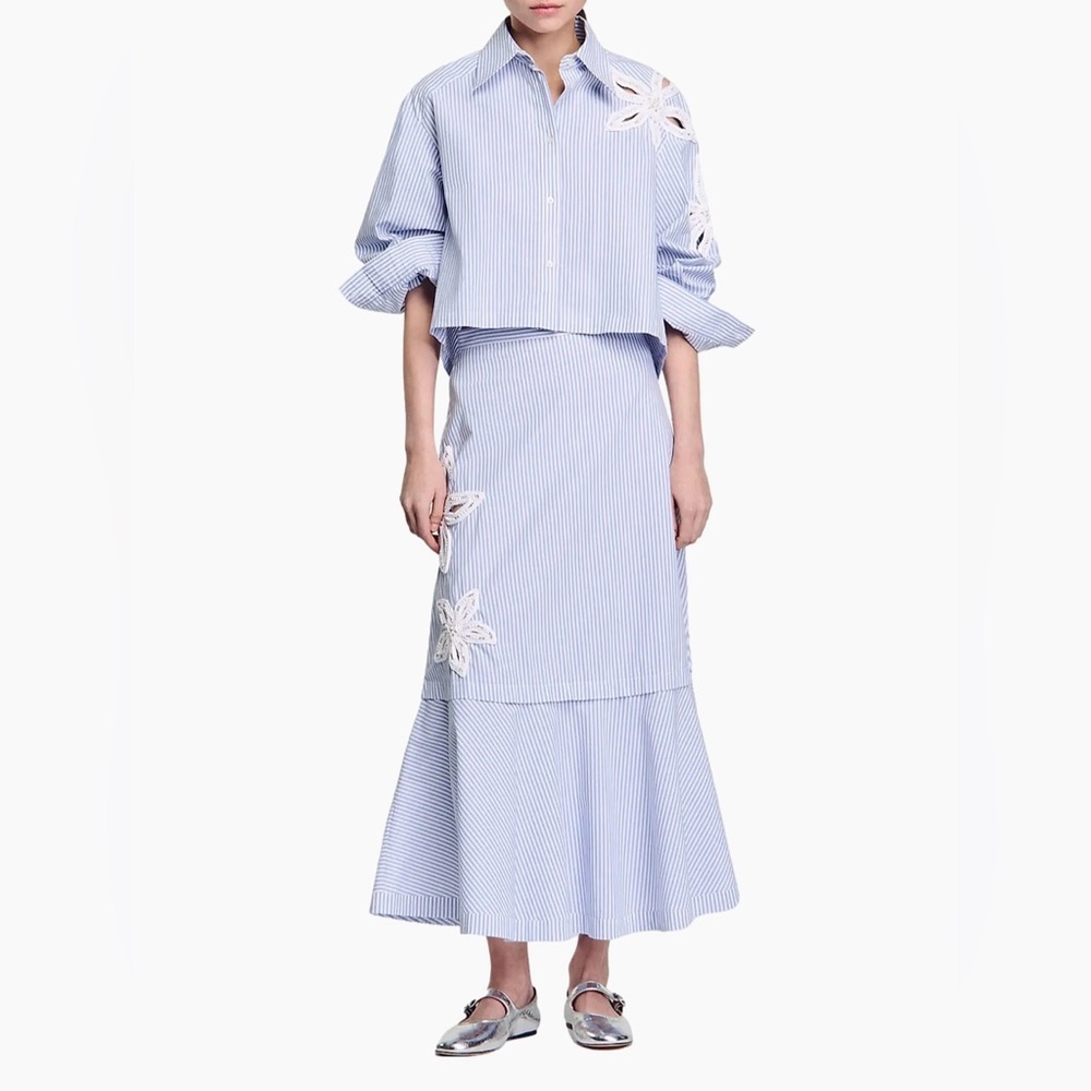 Sandro Maxi Striped Skirt